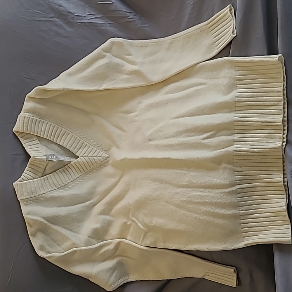 Athleta Cream V-Neck Sweater